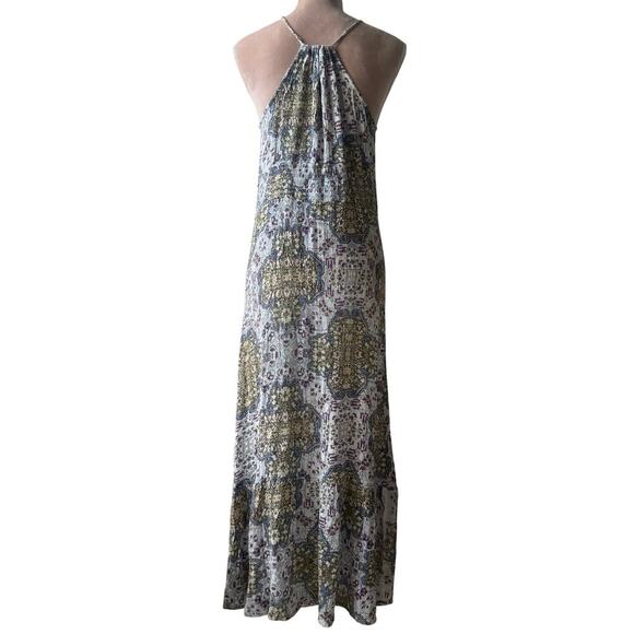 RAGA Boho Halter Maxi Dress Crinkle Viscose Festival Bohemian Medallion Hippie M - Picture 4 of 6